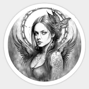 Gothic Angel with Tattoos Sticker